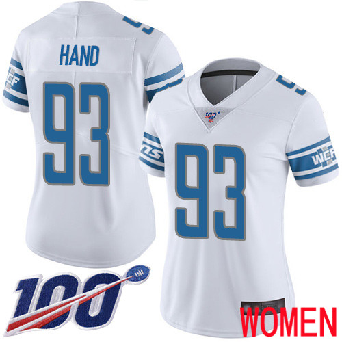 Detroit Lions Limited White Women Dahawn Hand Road Jersey NFL Football 93 100th Season Vapor Untouchable